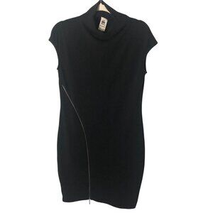 S-Twelve Sheath Dress Women's size L Black & Silver Mock Neck Cap Sleeve